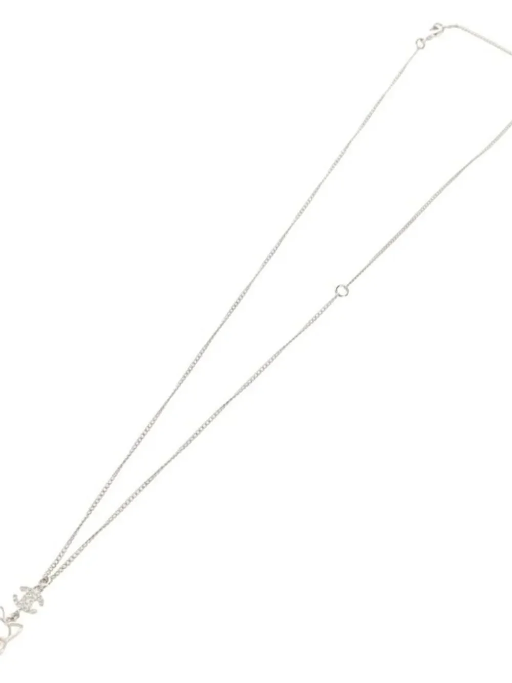 CHANEL COCO Mark Cat Necklace metal Silver CC Auth 184248M